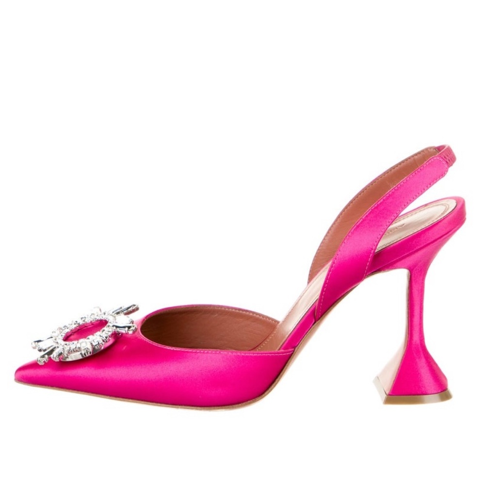 Amina Muaddi Satin Begum Slingback Pumps